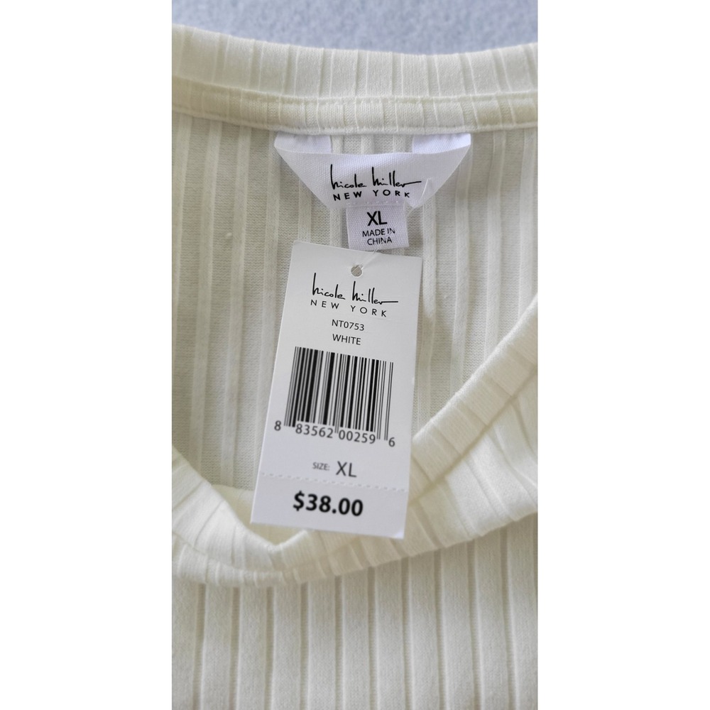 Nicole Miller‎ Women's Long Sleeve Ivory Pullover Flutter Accent Sweater Top XL - Picture 7 of 9